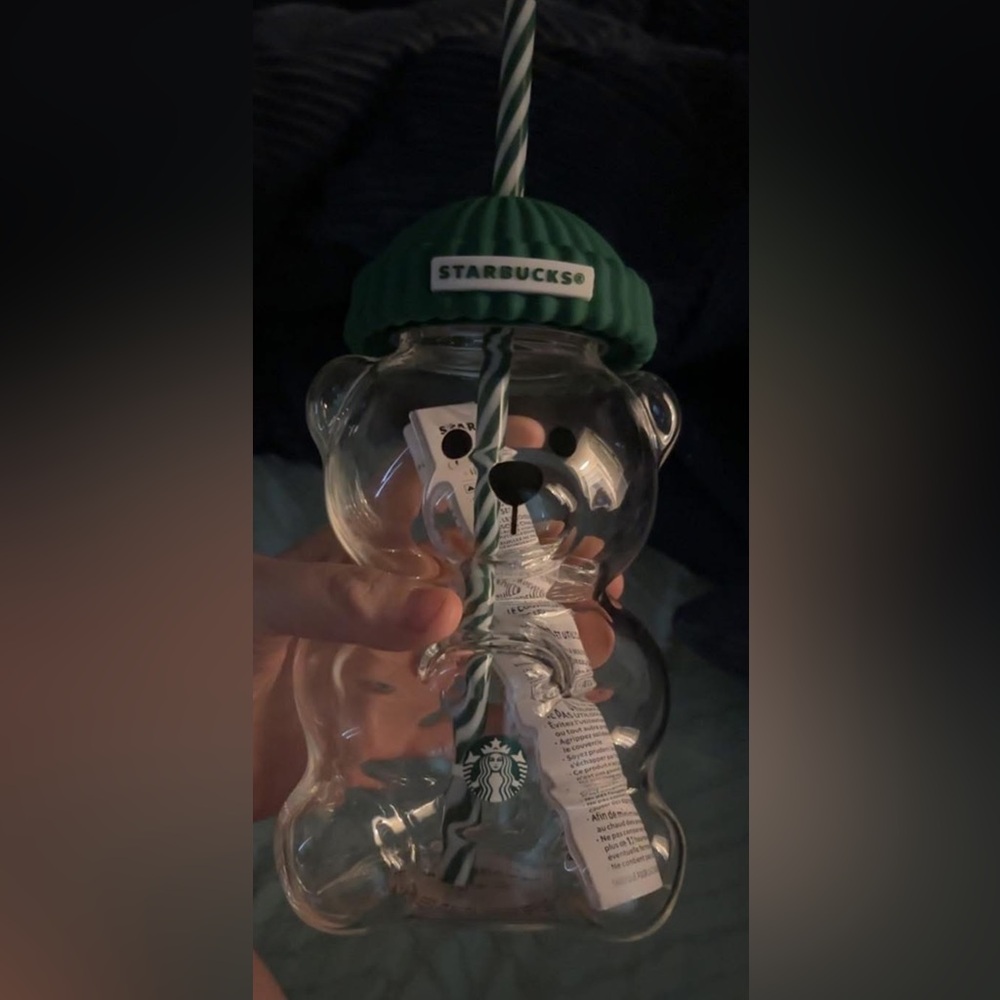 Authentic Starbucks Bear Ornament with Teal Hat